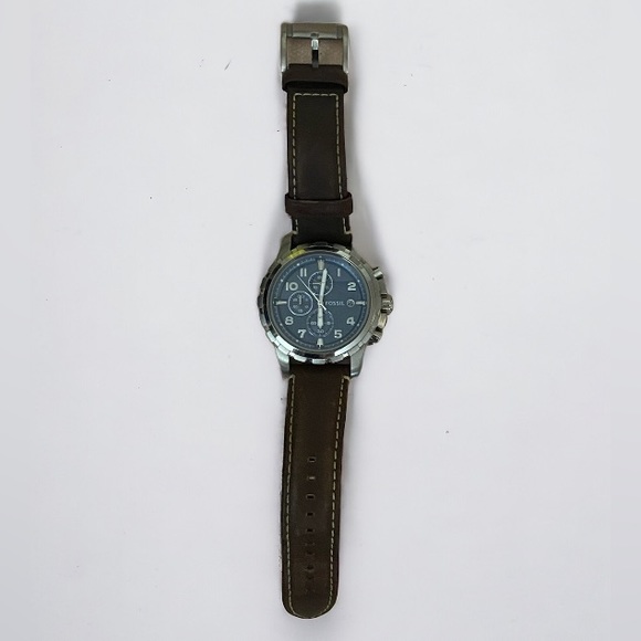 FOSSIL Dean Chronograph Blue Dial Brown Leather Men's Watch - Picture 3 of 10